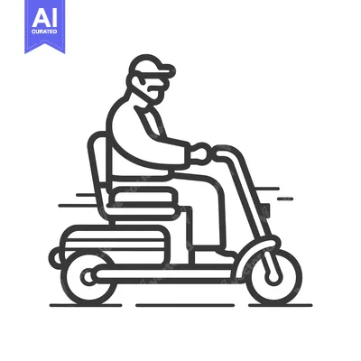 Aset premium populer: Elderly Person Riding a Mobility Scooter