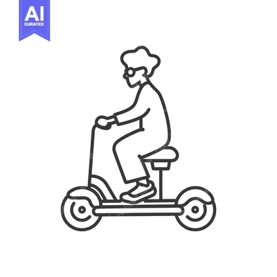 Aset premium populer: Elderly Person Riding a Scooter