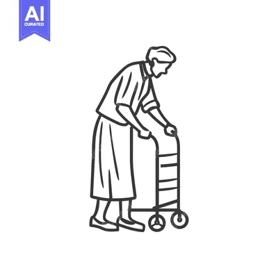 Aset premium populer: Elderly Person Using a Rolling Walker