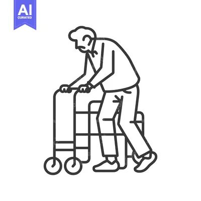 Aset desain premium: Elderly Person Using a Walker