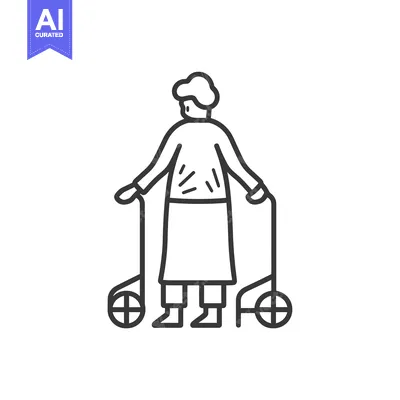 Aset desain premium: Elderly Person Walking with a Walker
