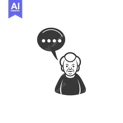 Aset desain premium: Elderly Person with Speech Bubble Thinking