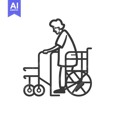 Aset premium populer: Elderly Person with Walker and Large Wheel Wheelchair