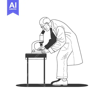 Aset desain premium: Elderly Scientist Examining a Sample Under a Microscope