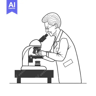 Aset desain premium: Elderly Scientist Examining a Slide Through a Microscope