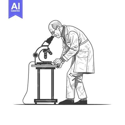 Aset desain premium: Elderly Scientist Examining Sample Through a Microscope