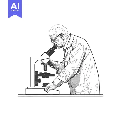 Aset desain premium: Elderly Scientist Using a Microscope