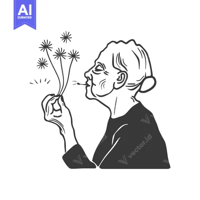 Aset premium populer: Elderly Woman Blowing on a Dandelion