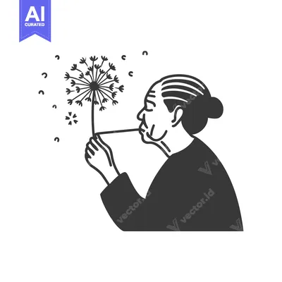 Aset premium populer: Elderly Woman Blowing on Dandelion Seeds