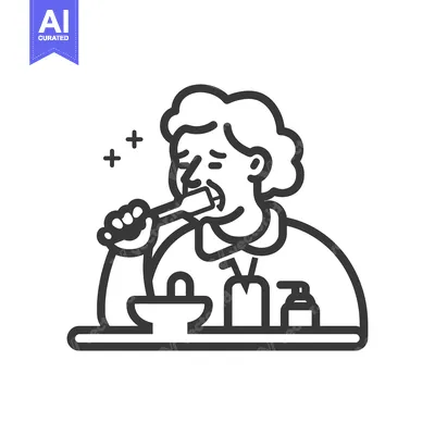 Aset premium populer: Elderly Woman Brushing Her Teeth in the Bathroom
