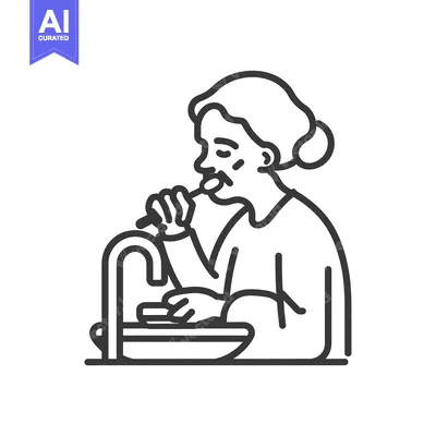 Popular premium asset: Elderly Woman Brushing Teeth in Front of Sink
