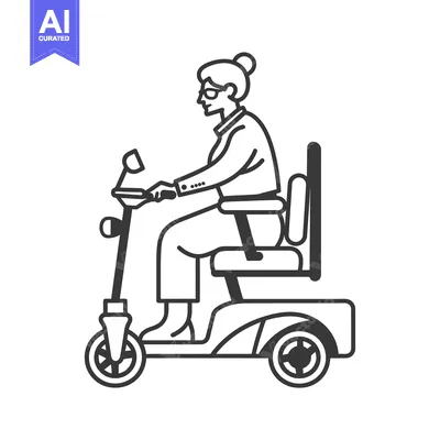 Aset premium populer: Elderly Woman Driving a Mobility Scooter