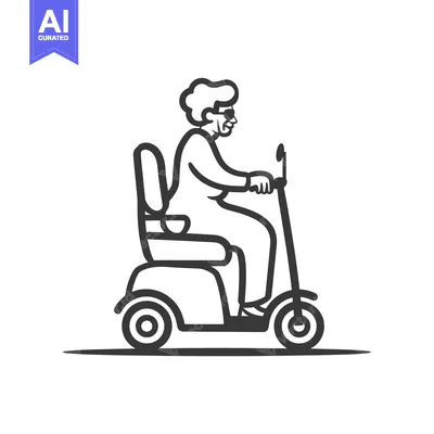 Aset desain premium: Elderly woman driving a mobility scooter