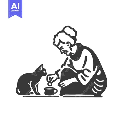 Popular premium asset: Elderly Woman Feeding a Cat from a Bowl