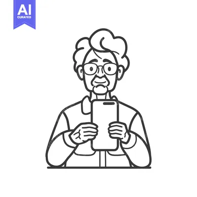 Premium design asset: Elderly Woman Holding a Smartphone