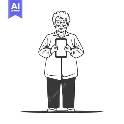 Aset premium populer: Elderly Woman Holding a Smartphone with a Blank Screen