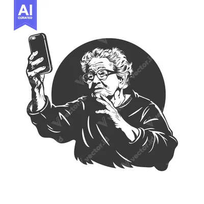 Aset premium populer: Elderly Woman Holding Smartphone With A Thoughtful Expression