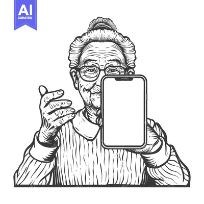 Aset premium populer: Elderly Woman Holding Smartphone With Blank Screen