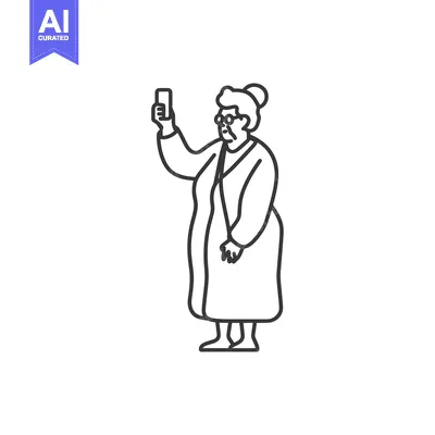 Aset premium populer: Elderly Woman in Glasses Holding a Phone