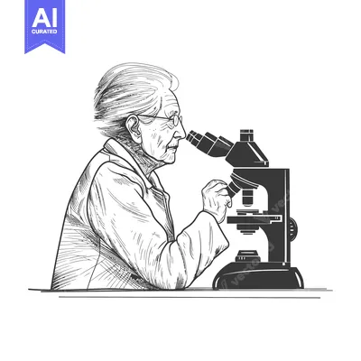Aset premium populer: Elderly Woman Looking Through A Microscope