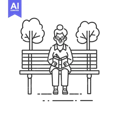 Aset premium populer: Elderly Woman Reading a Book on a Bench in a Park