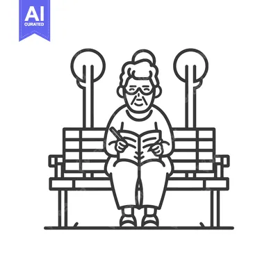 Aset premium populer: Elderly Woman Reading on a Bench in a Park