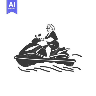 Popular premium asset: Elderly Woman Riding a Jet Ski on Water
