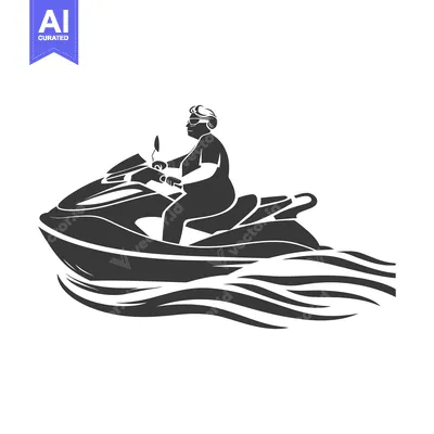 Premium design asset: Elderly Woman Riding a Jet Ski on Waves