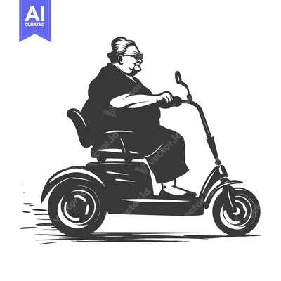 Premium design asset: Elderly Woman Riding a Mobility Scooter
