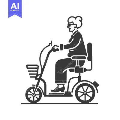 Aset premium populer: Elderly Woman Riding a Mobility Scooter