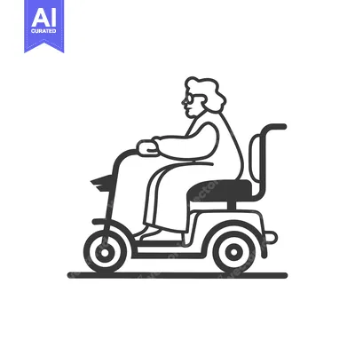 Aset desain premium: Elderly Woman Riding a Mobility Scooter