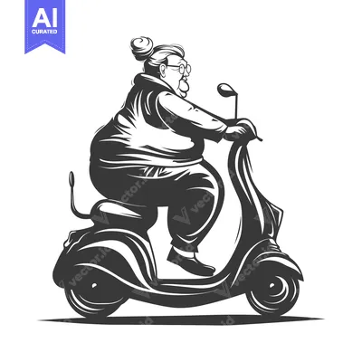 Popular premium asset: Elderly Woman Riding a Motor Scooter