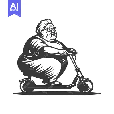 Aset premium populer: Elderly woman riding an electric scooter