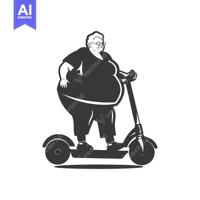 Aset premium populer: Elderly Woman Riding an Electric Scooter