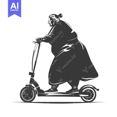 Aset premium populer: Elderly Woman Riding an Electric Scooter