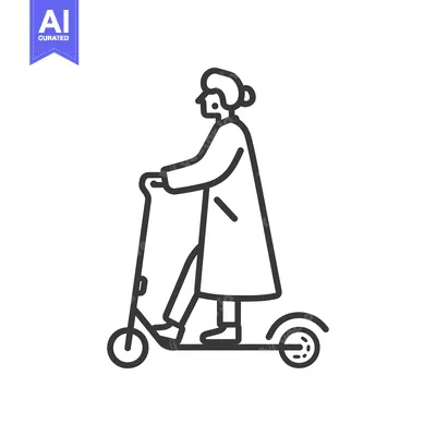 Premium design asset: Elderly Woman Riding an Electric Scooter