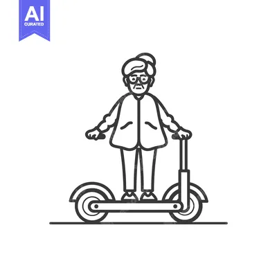 Premium design asset: Elderly Woman Riding an Electric Scooter