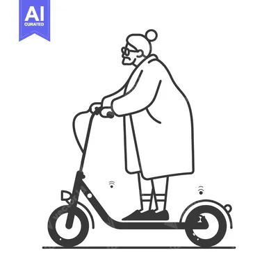 Premium design asset: Elderly Woman Riding an Electric Scooter