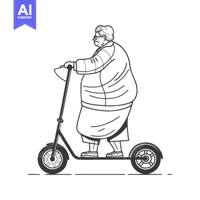 Premium design asset: Elderly Woman Riding an Electric Scooter