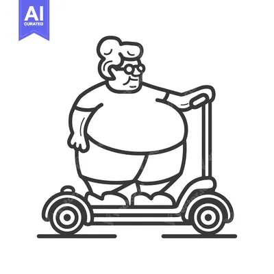 Aset premium populer: Elderly Woman Riding an Electric Scooter