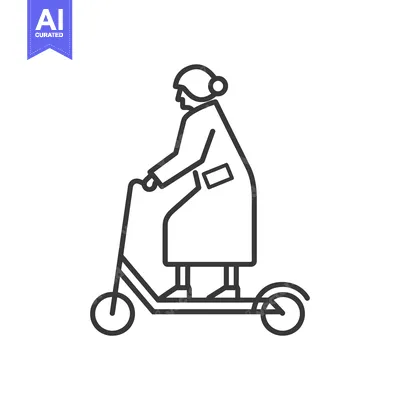 Aset desain premium: Elderly Woman Riding a Scooter