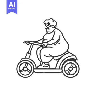 Aset premium populer: Elderly Woman Riding a Scooter