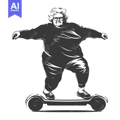 Aset desain premium: Elderly Woman Riding a Self-Balancing Scooter
