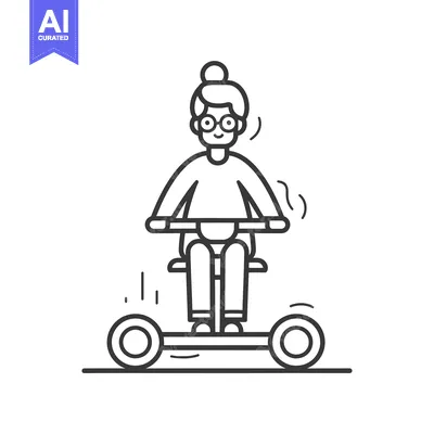 Aset premium populer: Elderly Woman Riding a Self-Balancing Scooter