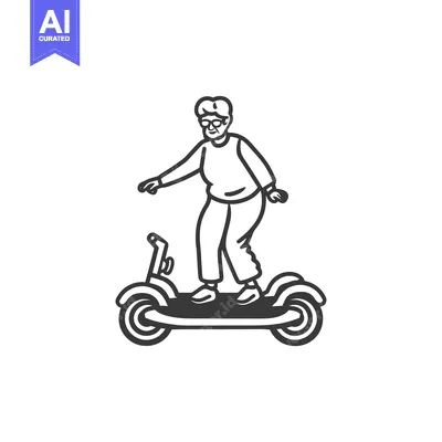 Premium design asset: Elderly Woman Riding a Self-Balancing Scooter