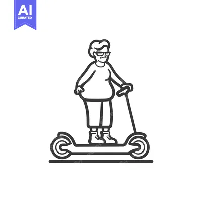 Aset premium populer: Elderly Woman Riding Electric Scooter