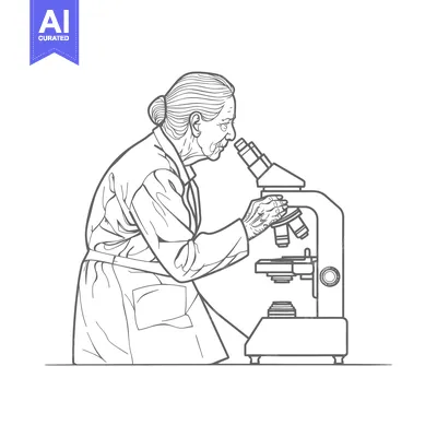 Aset premium populer: Elderly Woman Scientist Looking Through a Microscope