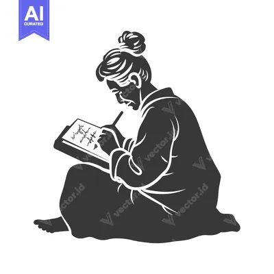 Aset premium populer: Elderly Woman Seated Writing in a Notebook with a Pen