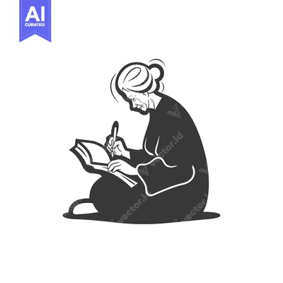 Popular premium asset: Elderly Woman Sitting and Writing in a Notebook