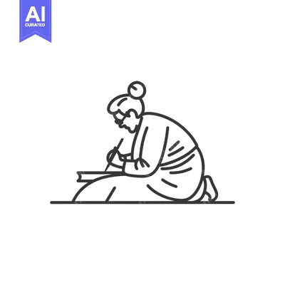 Aset premium populer: Elderly Woman Sitting and Writing in a Notebook
